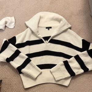 Dynamite 1/4 zip Black and White Sweater